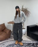Tove Waffle Henley Neck Long Sleeve Tee