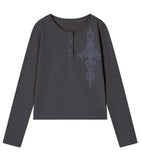 SIM CROSS Henley Neck Long Sleeve T-Shirt