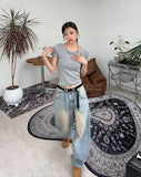 Cien flap pocket curved denim