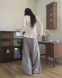 Gazun Back Pocket Patch Point Pin Tuck Pile Wide Pants