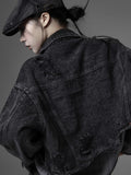 Grunge dark denim short jacket