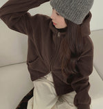 Two-Way Fleece High Neck Thick Hood Zip-Up