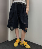 Motif Damage Banding Bermuda Pants