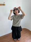 Colmen Stripe Hood Crop Short Sleeve Tee