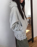 [Brushed Lining] Lao Fleece Two-Way Crop Adjust Hood Zip-Up