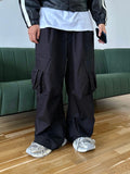 Unbalanced unisex cargo balloon pants