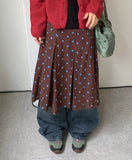 Fiila Vintage Dot Pleated Midi Skirt