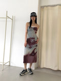 Reva Tie Dye Printed Shirring Strap Long One Piece