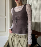 Titi wrinkle see-through layered long sleeves