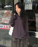 [Unisex] Ael Button Rib Hood Long Sleeve Tee