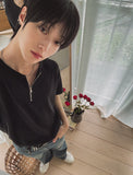 Baya Zipper Henley Neck Short Sleeve T-Shirt