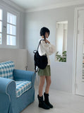 Morton back-slit see-through strap boxy fit long sleeve shirt