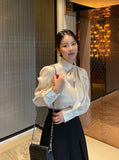 Sharo satin tie blouse