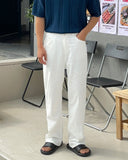 Non-fade White Wide Denim Pants