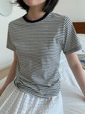 Retiki stripe color matching short sleeve tee