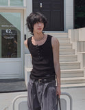 [LANARCH] Waffle Henley Neck Sleeveless