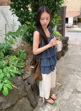 Cuzed Frill Shirring Embossed Sleeveless