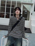 Uber Stripe Henley Neck Long Sleeve T-Shirt