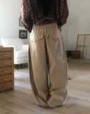 Sando back pocket hem snap pin tuck cotton pants