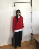 Kinshu cozy Abang fit V-neck nit