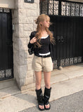 Molan Color Matching Layered Button Cap Sleeveless