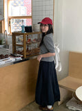 Curin Peach Fuzz Banding Balloon Long Skirt