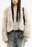 Mio non-closing open fur jacket