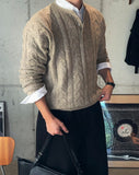 Levon Heavy Cable Henley Neck Knit