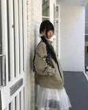 Henro High Neck Vintage Overfit Bomber Jacket
