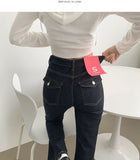 Raw Span Back Pocket Point Semi Bootcut Denim Pants