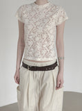 Floral Punching Lace Short Sleeve Tee