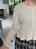 Necon Round Frill Crop Cardigan