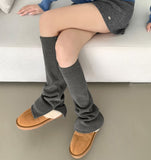 Rib Knit Slit Long Leg Warmer