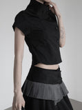 Mode Half-Neck Trench Blouse