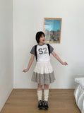 Benudine Check Banding Tiered Midi Skirt