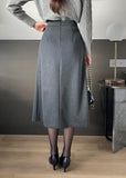 Milka Wool Brushed Pleats Long Skirt