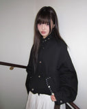 Bern Loose Fit Stud Cotton Bomber Jacket