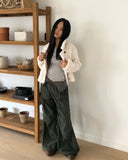 Newman color matching pintuck strap wide long pants