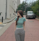 Slim Fit Plain Layered Slender Short Sleeve T-shirt