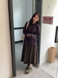 Kohyuri Check Frill Banding Long Skirt