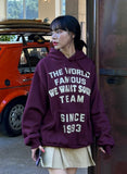 Unisex world lettering brushed hoodie