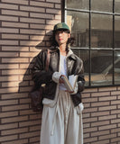Pond cut washing two-way leather jacket