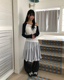 Harn Jacquard Diagonal Shirring Midi Skirt