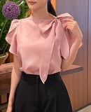 Lovell Ribbon Tie Shirring Blouse