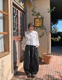 Dubki Dot Pintuck String Denim Pants