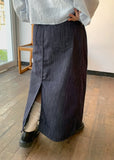 Yanpi Banding Cotton Slit Long Skirt