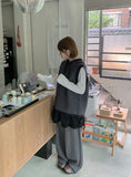 Deranki Stripe Over Hood Knit Vest