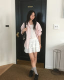 Puku lace frill tiered mini skirt