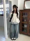 Dero Cut Washing Denim Wide Pants