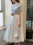 Shooly Pintuck Banding Flare Long Skirt